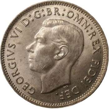 1952 Australia King George VI Shilling Silver Coin