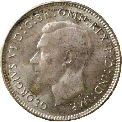 1943 D Australia King George VI Sixpence Silver Coin