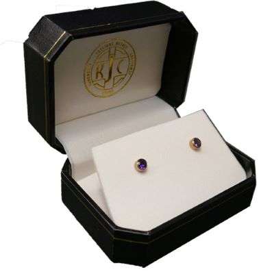 9 ct Gold Earrings With Purple Colour Stone