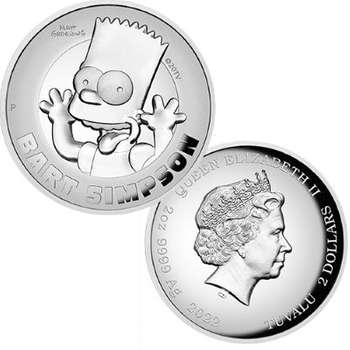 2 oz 2021 Bart Simpson Silver High Relief Proof Coin