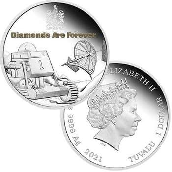 1 oz 2021 James Bond Diamonds Are Forever 50th Anniversary Silver Coloured Proof Coin