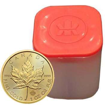 1 oz 2022 Canadian Maple Leaf gold bullion coin - Tube of 10