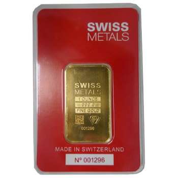 1 oz Swiss Metals Gold Minted Bar