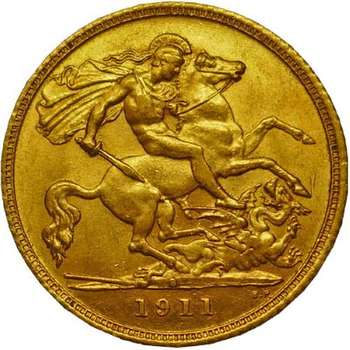 1911 S King George V Half Sovereign Gold Coin