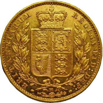 1883 M Australia Queen Victoria Young Head Shield Sovereign Gold Coin