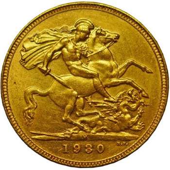1930 M Australia King George V St George Sovereign Gold Coin