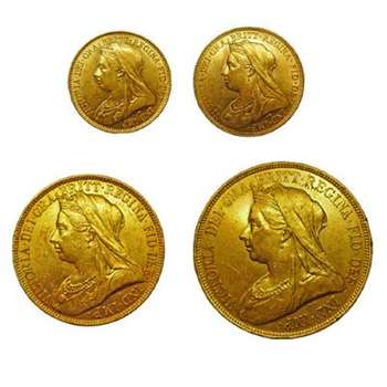 1893 Great Britain Queen Victoria Gold Type 4 Coin Set