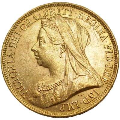 1893 Great Britain Victoria Veil Head Two Pounds Gold Coin