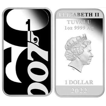 1 oz 2022 60 Years of Bond Silver Proof Coloured Rectangular Coin