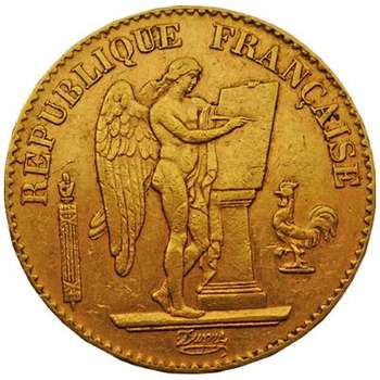 1894 A France Angel 20 Francs Gold Coin