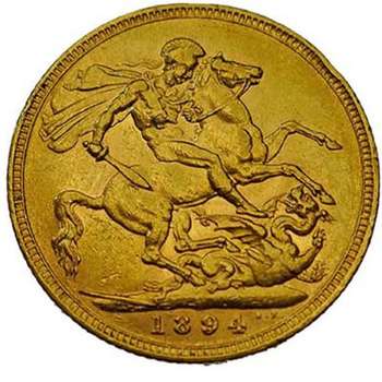 1894 Great Britain Queen Victoria Veil Head Sovereign Gold Coin