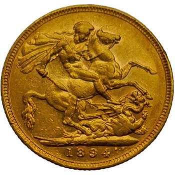 1894 Melbourne Queen Victoria Veil Head Gold Sovereign Gold Coin