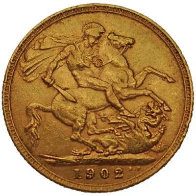 1902 Great Britain King Edward VII St George Sovereign Gold Coin