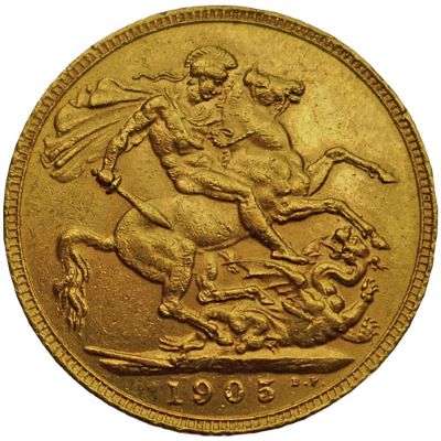 1905 Great Britain King Edward VII St George Sovereign Gold Coin