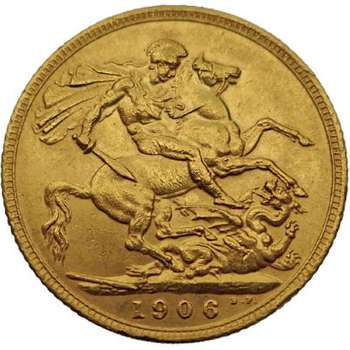 1906 Great Britain King Edward VII St George Sovereign Gold Coin