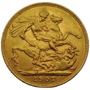 1907 Great Britain King Edward VII St George Sovereign Gold Coin