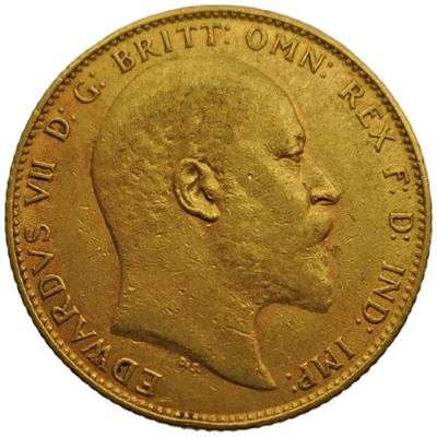 1909 Great Britain King Edward VII St George Sovereign Gold Coin