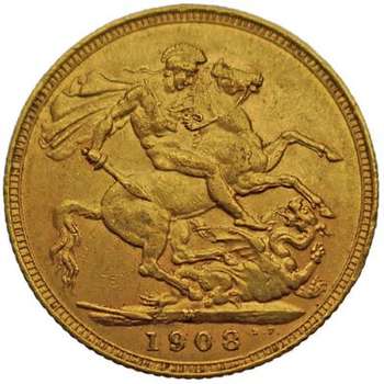 1908 Melbourne King Edward VII St George Sovereign Gold Coin