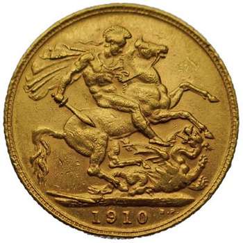 1910 Great Britain King Edward VII St George Sovereign Gold Coin