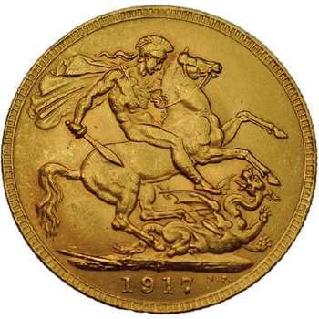 1917 Perth King George V St George Sovereign Gold Coin