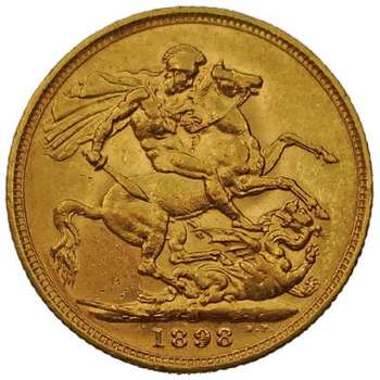 1898 Melbourne Queen Victoria Veil Head Sovereign Gold Coin