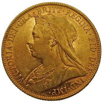 1898 Melbourne Queen Victoria Veil Head Sovereign Gold Coin