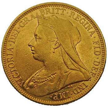 1895 Melbourne Queen Victoria Veil Head Sovereign Gold Coin