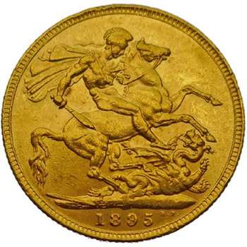 1895 Great Britain Queen Victoria Veil Head Sovereign Gold Coin