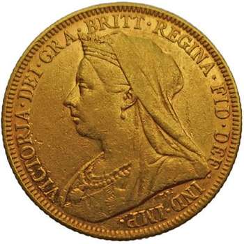 1897 Melbourne Queen Victoria Veil Head Sovereign Gold Coin