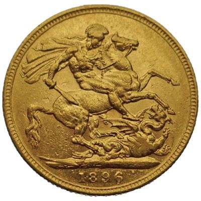 1896 Great Britain Queen Victoria Veil Head Gold Sovereign Gold Coin