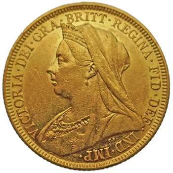 1896 Melbourne Queen Victoria Veil Head Gold Sovereign Gold Coin