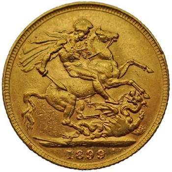 1899 Great Britain Queen Victoria Veil Head Gold Sovereign Gold Coin