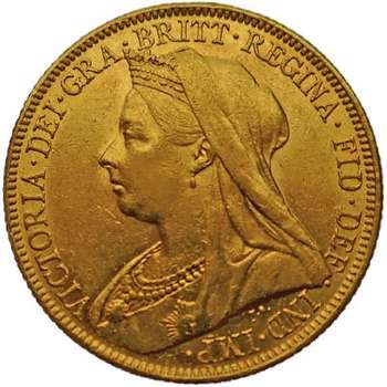 1899 Sydney Queen Victoria Veil Head Gold Sovereign Gold Coin
