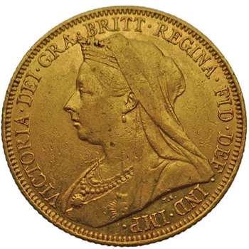 1901 Sydney Queen Victoria Veil Head Gold Sovereign Gold Coin