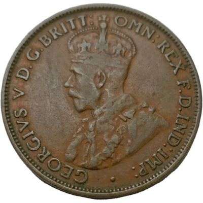 1923 Australia King George V Half Penny Copper Coin