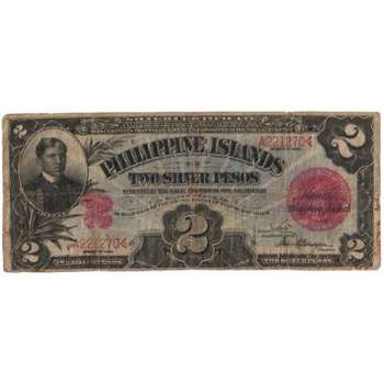 1906 Philippines 2 Silver Pesos Banknote