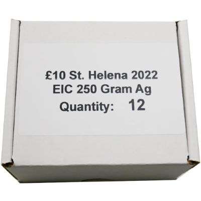 250 g 2022 QEII St Helena Silver Bar Monster box - Box of 12 Bars