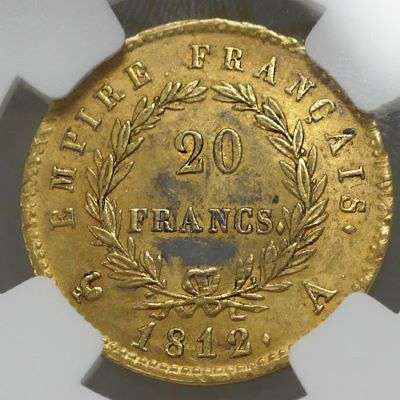 1812 A Napoleon I Laureate Head 20 Francs Gold Coin NGC MS 62