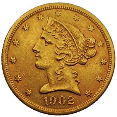 1902 S USA Liberty Head Five Dollar Gold Coin
