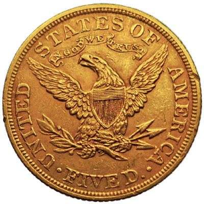 1898 USA Liberty Head Five Dollar Gold Coin