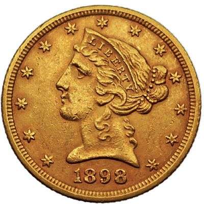 1898 USA Liberty Head Five Dollar Gold Coin