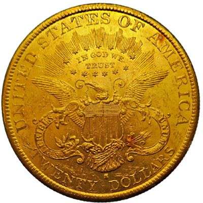 1892 S USA Liberty Head Twenty Dollar Gold Coin