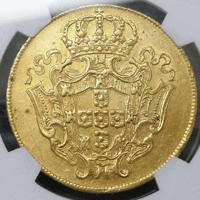 1728 M Brasil Joao V 12800 Reis Gold Coin - NGC AU 55