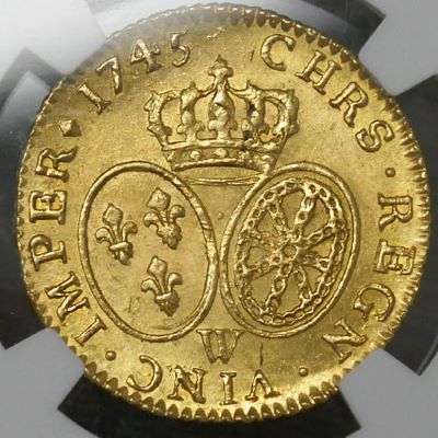 1745 W France Louis XV d'or Gold Coin - NGC MS 62