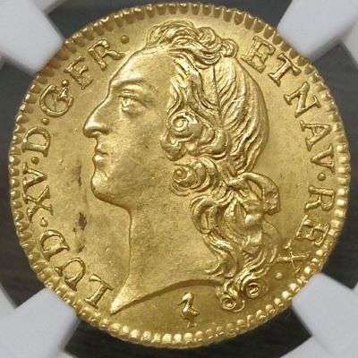 1745 W France Louis XV d'or Gold Coin - NGC MS 62