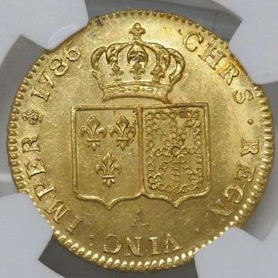 1786 A France Louis XVI 2 d'or Gold Coin - NGC MS 62
