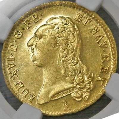 1786 T France Louis XVI Bare Head 2 d'or Gold Coin - NGC MS 64