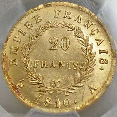 1810 A France Napoleon I Laureate Head 20 Francs Gold Coin - PCGS MS 63