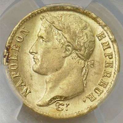 1810 A France Napoleon I Laureate Head 20 Francs Gold Coin - PCGS MS 63