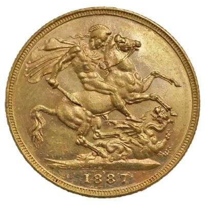 1887 M Australia Queen Victoria Jubilee Head Sovereign Gold Coin
